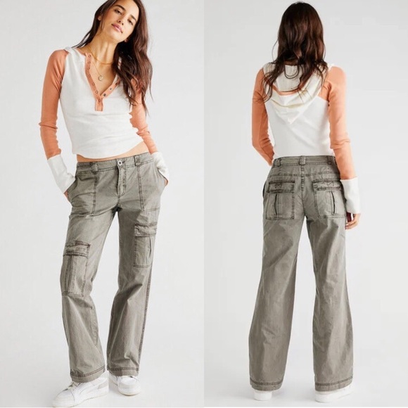 Free People The Thing Is Low-Rise Utility Cargo Pants - Picture 2 of 16